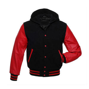 Streetwear Custom Chenille Embroidery Bomber Jacket Winter Wool Embroidered Leather Sleeves College Letterman Varsity Jacket - Product Image 4