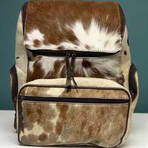 Custom Logo Leather Hair-On <b>Backpack</b> Premium Cowhide Travel Laptop Bag Wholesale Supplier Manufacturer Bulk LHBP-0026 - Product Image 1