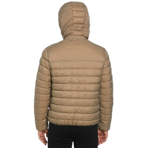 Blouson matelassé à capuche pour homme, coupe slim, en toile, col montant, fermeture éclair frontale, coupe-vent, couleur unie, rembourrage long en polyester, idéal pour l'hiver et les loisirs. - Product Image 3