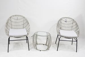 Juego de Bistro para Patio de Mimbre con Cojines Suaves y Mesa con Tapa de Vidrio, en Oferta - Product Image 4