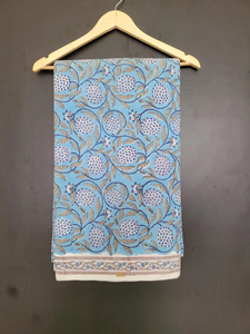 Tela de algodón estampada a mano con diseño Mughal Butta, 42 pulgadas de ancho, para vestidos de niños y mujeres, y regalo de costura para ella, natural. - Product Image 6