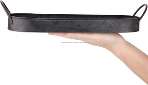 Bandeja de hierro de Metal de estilo Industrial, bandeja de servicio galvanizada para mesa de centro de mesa decorativa para el hogar, bandeja de desayuno rústico - Product Image 4