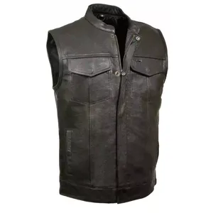 Chaleco Clásico de Cuero Genuino para Motociclistas, Multicolor, para Hombre, con Corte Entallado, para Todas las Temporadas, Fabricante y Proveedor - Product Image 4