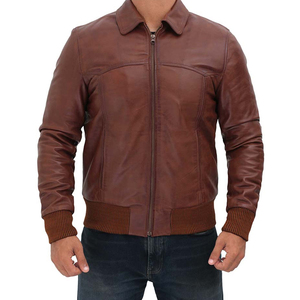 Winter Fashion Design <b>Men</b> 2026 Brown <b>Bomber</b> <b>Leather</b> Jacket High Quality <b>Leather</b> Jacket for <b>Men</b> - Product Image 5