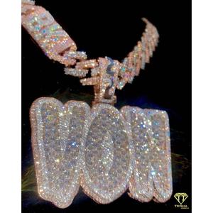 Collar con Letra 'VON' con Incrustaciones de Diamantes Moissanite, Colgante Hip Hop, Cadena de Joyería de Lujo, Regalo - Product Image 3