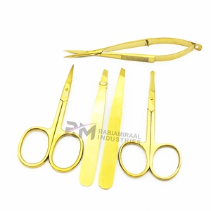 RMI Matt Tweezer Full Gold Plasma Color Angle Point Eyebrow Tweezer And Spring Scissor And Cuticle Scissor Set - Product Image 4
