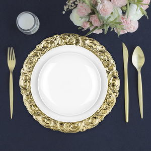 Platos Decorativos Estilo Francés Barroco Dorado al por Mayor para Bodas, Banquetes y Eventos - Product Image 3