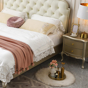Luxury French Classic Solid Wood <b>Bed</b> <b>Frame</b> Set Hand Carved Tufted Upholstered Headboard Elegant Royal Bedroom Furniture - Product Image 4
