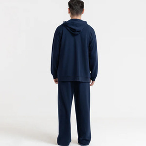 Sudadera con capucha y cremallera de algodón para hombre, de manga larga, lisa, cálida, de invierno, con forro polar - Product Image 6