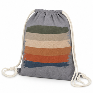 Recycled Cotton <b>Drawstring</b> <b>Backpack</b> 225 GSM Rainbow Printed Gym Bag Custom Logo Promotional Wholesale OEM Private Label Supplier - Product Image 4