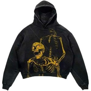 Sudadera con Capucha Personalizada con Estampado de Calavera Gótica, Estilo Grunge, Oversize, Harajuku, Streetwear para Hombre y Mujer, Sudadera con Capucha para Invierno y Halloween - Product Image 3