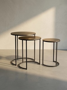 Modern Round Metal Coffee <b>Table</b> Set <b>Marble</b> Top Nesting Side <b>Tables</b> Durable Finish Minimalist Living Room 45 38 30 Cm Diameter - Product Image 4