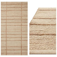 WIKFODTO Tapis de luxe réversible en jute tressé, tissé à la main, brodé, tufté, fait à la machine, antidérapant, pour la prière, le voyage, la maison et le salon
