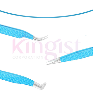 Custom Logo Matte Black Curved Volume Eyelash Tweezer Set 90 Degree Russian Volume Fiber Tip Lash Tweezers for Eyelash Extension - Product Image 2