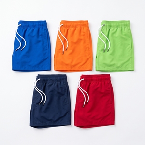 <b>Men's</b> Solid Blue Quick-Dry Breathable Casual <b>Woven</b> Swim Beach <b>Shorts</b> with Drawstring Waist and Pockets - Product Image 6