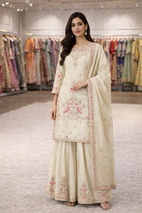 Elegant Designer Heavy Chinon Silk <b>Kurta</b> Palazzo & Dupatta Set Latest Ethnic Outfit for <b>Women</b> Wedding Festive Wear Suit Set - Product Image 2