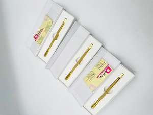 Pousse-cuticules professionnel en acier inoxydable doré, double usage, pour manucure et soin des ongles, avec boîte - Product Image 5