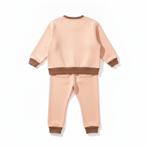 Ensemble de survêtement pour homme, col rond, manches courtes, couleur unie, décontracté, pantalon à cordon de serrage, matière en coton et élasthanne, automne - Product Image 3