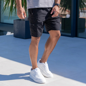 Shorts de sport décontractés pour hommes avec logo personnalisé, fermeture à cordon, séchage rapide, respirants, en maille d'été, 100% coton, pour le jogging, la natation et la plage - Product Image 5
