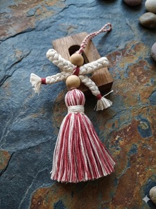 <b>Tassel</b> Angel Ornament Red White Striped Rope Decorative Hanging Keychain - Product Image 4