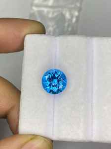 พลอยบลูโทแพซธรรมชาติจากสวิสเซอร์แลนด์ รูปทรงกลมเจียระไนแบบเหลี่ยม ขนาด 5 มม. ถึง 10 มม. สำหรับทำเครื่องประดับ - Product Image 4