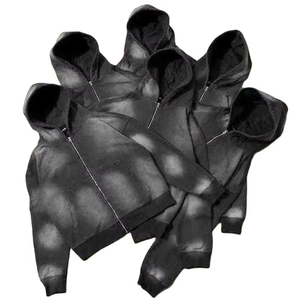 Ensemble de survêtements personnalisés pour hommes, streetwear, 100% coton, effet délavé au soleil, sweat-shirts à fermeture éclair et pantalons de survêtement, ensembles de survêtements pour hommes - Product Image 4