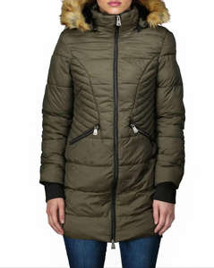 Chaqueta Parka Larga Acolchada de Punto con Capucha y Cremallera para Mujer, Impermeable, Transpirable y Ecológica para Invierno - Product Image 1