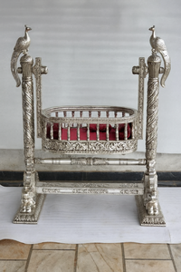 South Indian Baby Welcoming Ceremony Cradle Traditional Silver Metal Swing Cradle Rectangle Indoor Home Baby Naming Function - Product Image 6