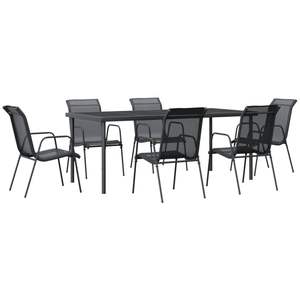 Acciaio Nero 74,8 X 35,4 X 29,1 Pollici Set da Pranzo da Giardino con Elegante Tavolo per Cene all'Aperto - Product Image 2