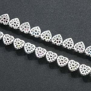 Solid 925 Sterling Silver Iced-Out VVS Moissanite Multicolor Heart Tennis Chain Vibrant Hip-Hop Candy Drip Fashionable <b>Necklace</b> - Product Image 1