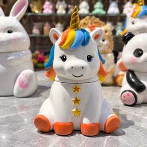 Decorative Gift <b>Box</b> Storage Jar Cute Bear Unicorn Elephant Animal Shaped Ceramic Canister Candy Container Trinket Organizer <b>Kids</b> - Product Image 5