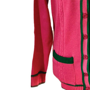 Cárdigans Unisex con Cuello en V en Rosa y Verde, Suéteres Tejidos de Manga Larga, Ropa Casual de Invierno, Cierre de Botones Acrílicos, para Hermandades y Fraternidades - Product Image 4