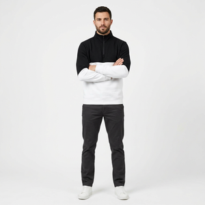 Wholesale <b>Half</b> <b>Zip</b> <b>Sweatshirt</b> Factory Heavyweight French Terry <b>Sweatshirt</b> Relaxed Fit <b>Half</b> <b>Zip</b> <b>Sweatshirt</b> - Product Image 3