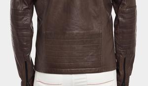 Blouson de motard vintage en cuir véritable pour homme, avec fermeture éclair, logo personnalisé, motif décoratif, long, pour l'hiver et le printemps, taille XL, finition soignée - Product Image 4