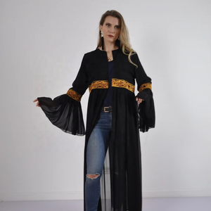 Ramadán Kimono Negro Mujeres Kimono Boho Bordado Kimono Mujeres Boho Cardigans - Product Image 1