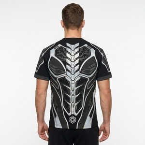 เสื้อยืดสตรีทแวร์ผู้ชาย แขนสั้น คอกลม ทรงโอเวอร์ไซส์ ตัดต่อสี พิมพ์ลายแฟชั่นตามสั่ง - Product Image 1