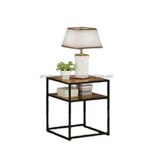 Mesa de Noche Moderna Cuadrada de Madera de Mango Maciza Hecha a Mano con Cajón y Estante |   Mesa de Noche |   Mesa de Noche para Dormitorio - Product Image 1