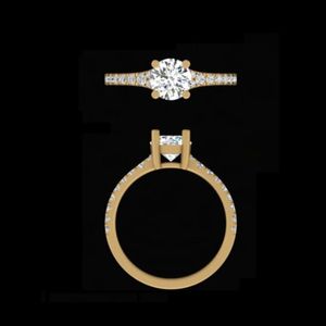 Anillo de Compromiso de Lujo con Diamante Redondo de 1.41 Quilates, Oro Amarillo de 14k/18k, Anillo de Boda con Pavé para Mujer - Product Image 2