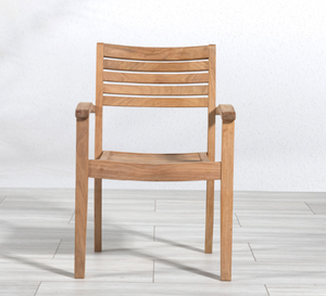 Modern Style Outdoor Teak <b>Dining</b> Chair with Natural Wood Color Finish & Waterproof Fabric for Home Hotel Bedroom & Park Use - Product Image 1