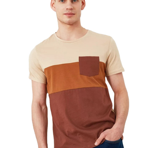 Camisetas al por mayor con cuello redondo, ropa informal, camisetas de alta calidad para hombre, diseño de moda urbana con bolsillo, camisetas con cuello redondo. - Product Image 2