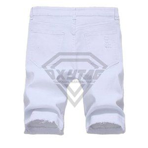 Custom <b>White</b> Distressed Denim <b>Biker</b> <b>Shorts</b> Men Ripped Slim Fit Jean <b>Shorts</b> Streetwear Motorcycle Panel <b>Short</b> Pants Manufacture - Product Image 2