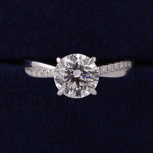Women's Round Brilliant Cut Diamond Engagement Ring WHITE Gold Prong Setting Pave Band Classic Style IGI Certified - Product Image 5