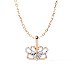 Collar con Colgante de Flor con Moissanita de Corte Brillante Redondo, Engaste de Garra, Plata 925, Cadena de Eslabones Bañada en Rodio, Estilo Clásico - Product Image 4