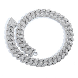 Iced Out <b>Cuban</b> <b>Link</b> <b>Chain</b> <b>Silver</b> Hip Hop Necklace Bling Thick Statement Jewelry - Product Image 1