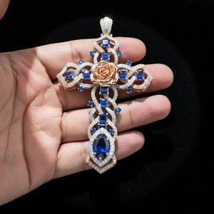 Élégant Pendentif Breloque Glace en Moissanite et Perle d'Eau Douce, en Argent Sterling 925 Plaqué Or et Argent, Bijoux de Créateur Hip Hop - Product Image 2