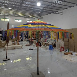 Sombrilla de Playa Plegable Inflable con Marco de Madera y Flecos, Parasol Tropical de Algodón para Uso en Exteriores - Product Image 5