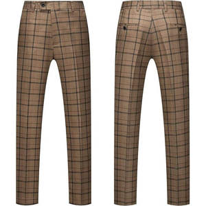 Wedding Groom Men's <b>Suit</b> Set Pant Coat Three Piece Plaid Pattern Design Formal Dress Tuxedo Italian Style Polyester/Cotton - Product Image 3