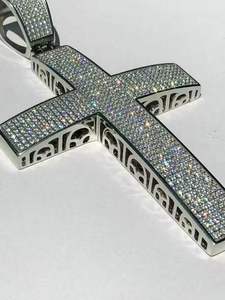 Pendentif Croix Hip Hop Iced Out en Argent Sterling 925 avec Micro-Pavé de Diamants Blancs, Collier Statement Chrétien, Bijou - Product Image 2