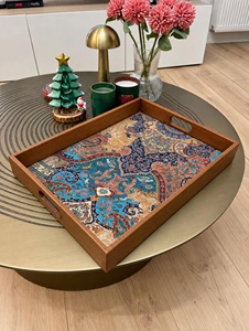 Luxury Durable Eco-Friendly Polished Solid Wooden Handcrafted Rectangle <b>Serving</b> <b>Tray</b> <b>Handles</b> Coffee Table Party Wedding Birthday - Product Image 1