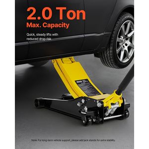 Martinetto idraulico da officina in acciaio da 2 tonnellate (4400 libbre) a basso profilo con doppio pistone e sollevamento rapido, con carrello - Product Image 4